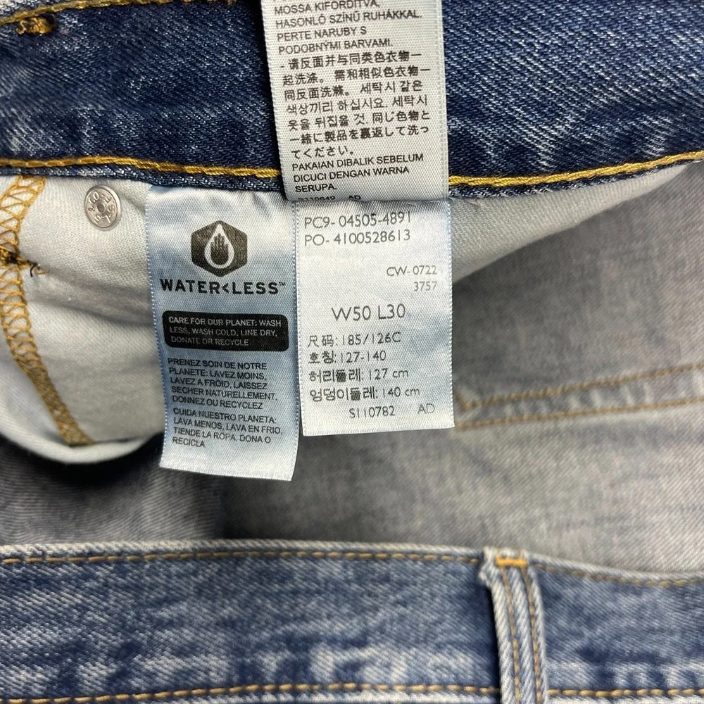 Levi's 505 Jeans Mens 50x30‎ (50x28) Blue Denim Regular Fit 5-Pocket 04505-4891